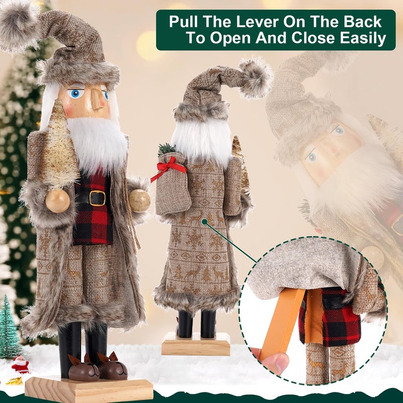 BXO Store Christmas Decorations Nutcracker Ornament,15 Inch Wooden Xmas Traditional Nutcracker,Festive Collectible Nutcracker Figures Party Tabletop Thanksgiving Decor(Santa Claus) - Image 3
